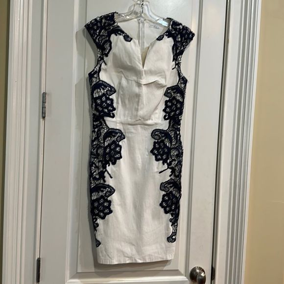 LUNA DRESS, white with blue lace EUC , - Picture 1 of 9